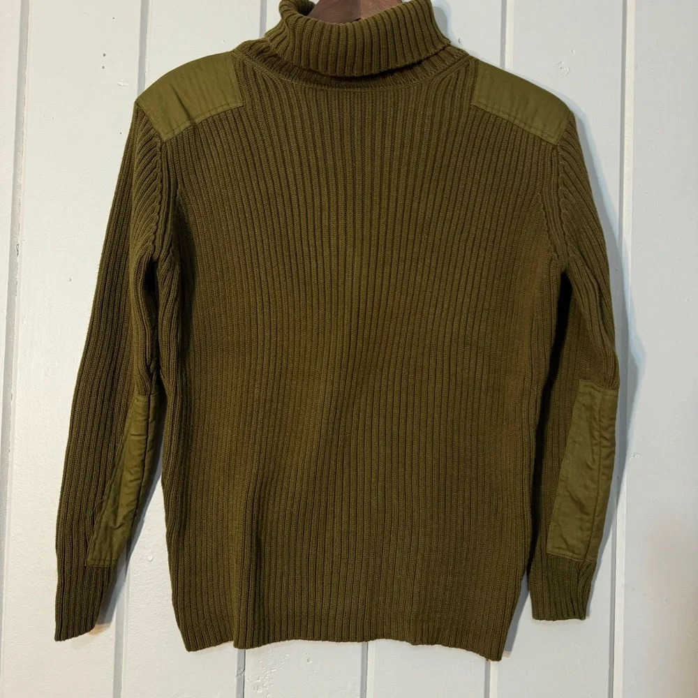 525 AMERICA Olive Green Sweater‎ Patch Military Ribbed size S